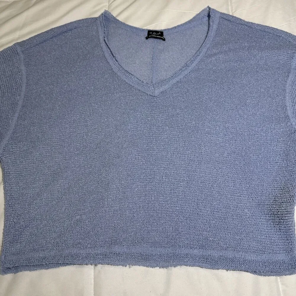 Urban Outfitters Sweater Womens S Crop V neck Long Sleeve Oversized Loose Knit - Picture 2 of 9